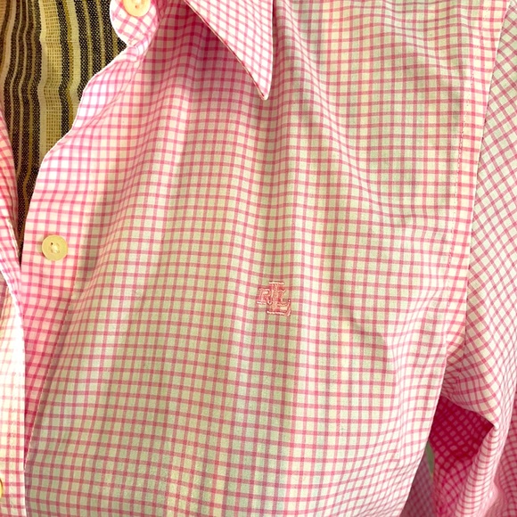 Pink white checked Ralph Lauren shirt - Picture 2 of 4